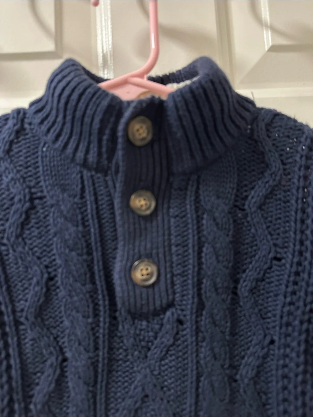 Gap Navy Cable Knit Button-Front Turtleneck Sweater